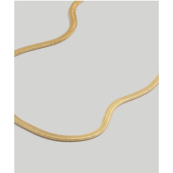 Madewell Gold-Plated Brass Herringbone Necklace 15 1/2"-20" Adjustable Chain - Picture 9 of 9